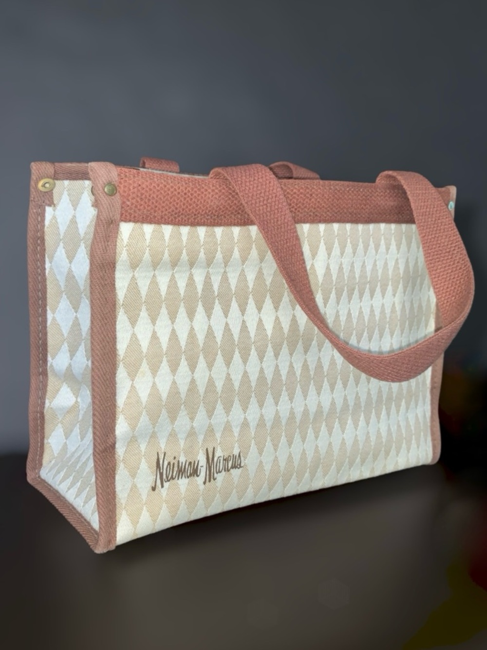 v i n t a g e :: Neiman Marcus Diamond Jacquard Woven Tote